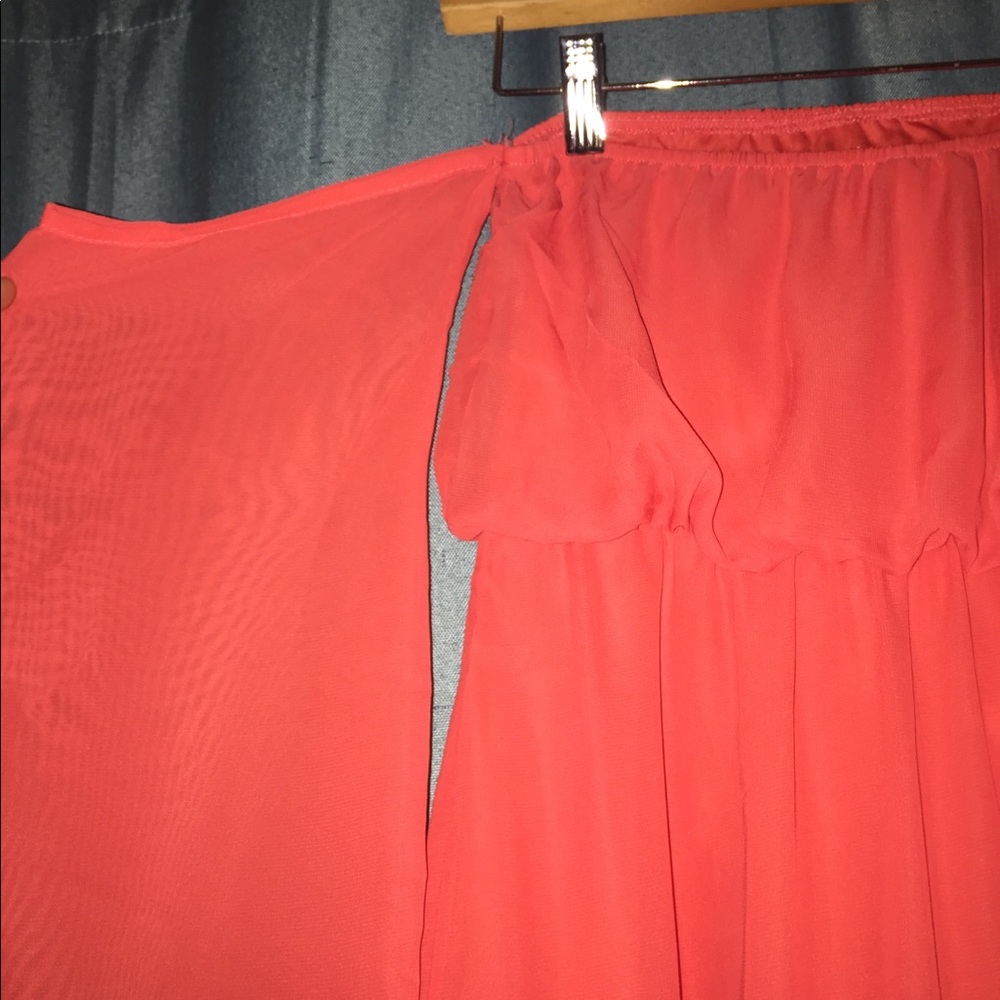 Coral off the shoulder dress